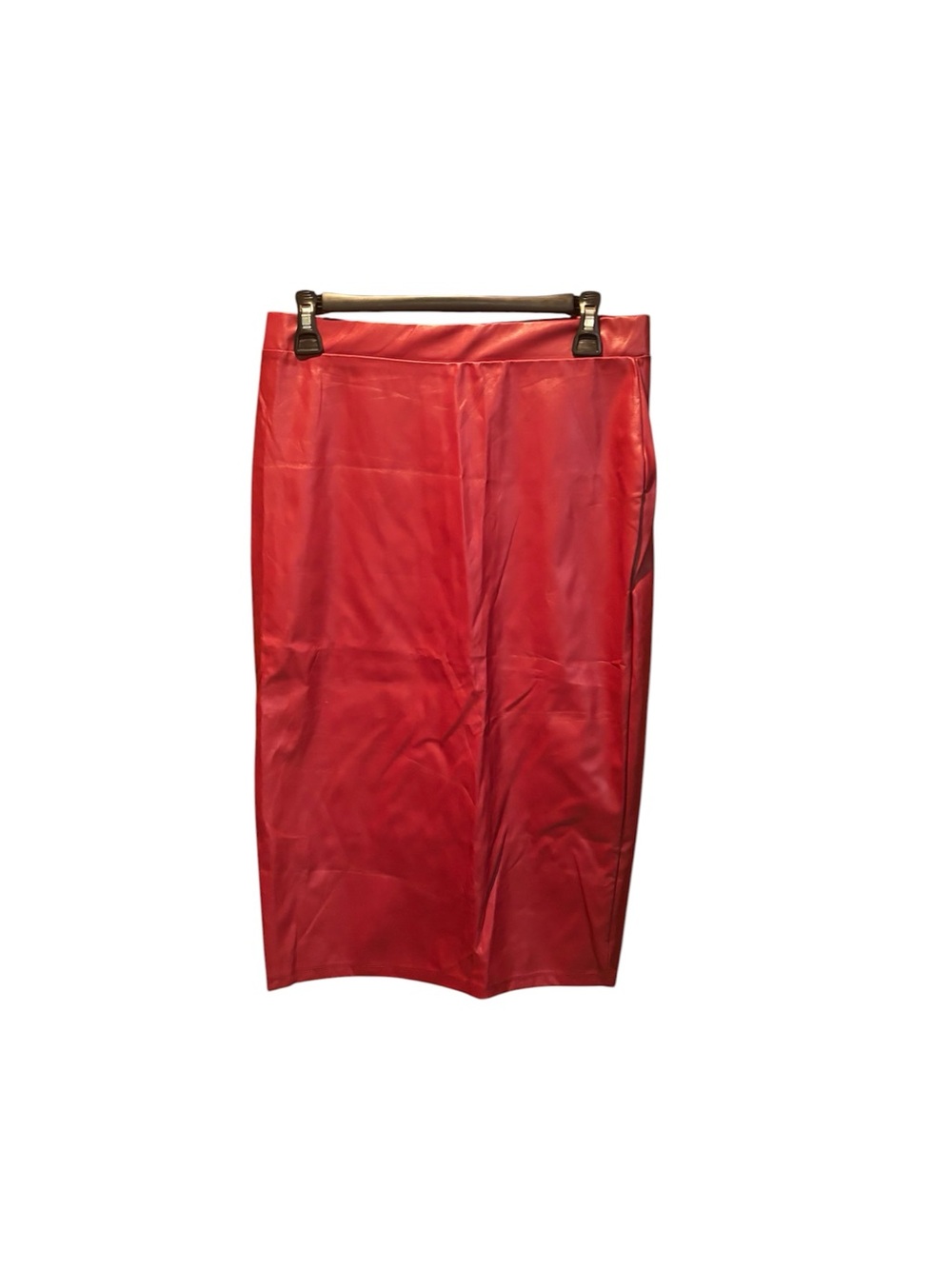 ASOS Faux Leather Midi Pencil Skirt in Burgundy Red Size 6